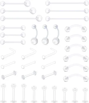 JFORYOU 18-20G Clear Acrylic Nose Ring Bioflex Stud Retainer Nose Piercing Body Jewelry for Men Women