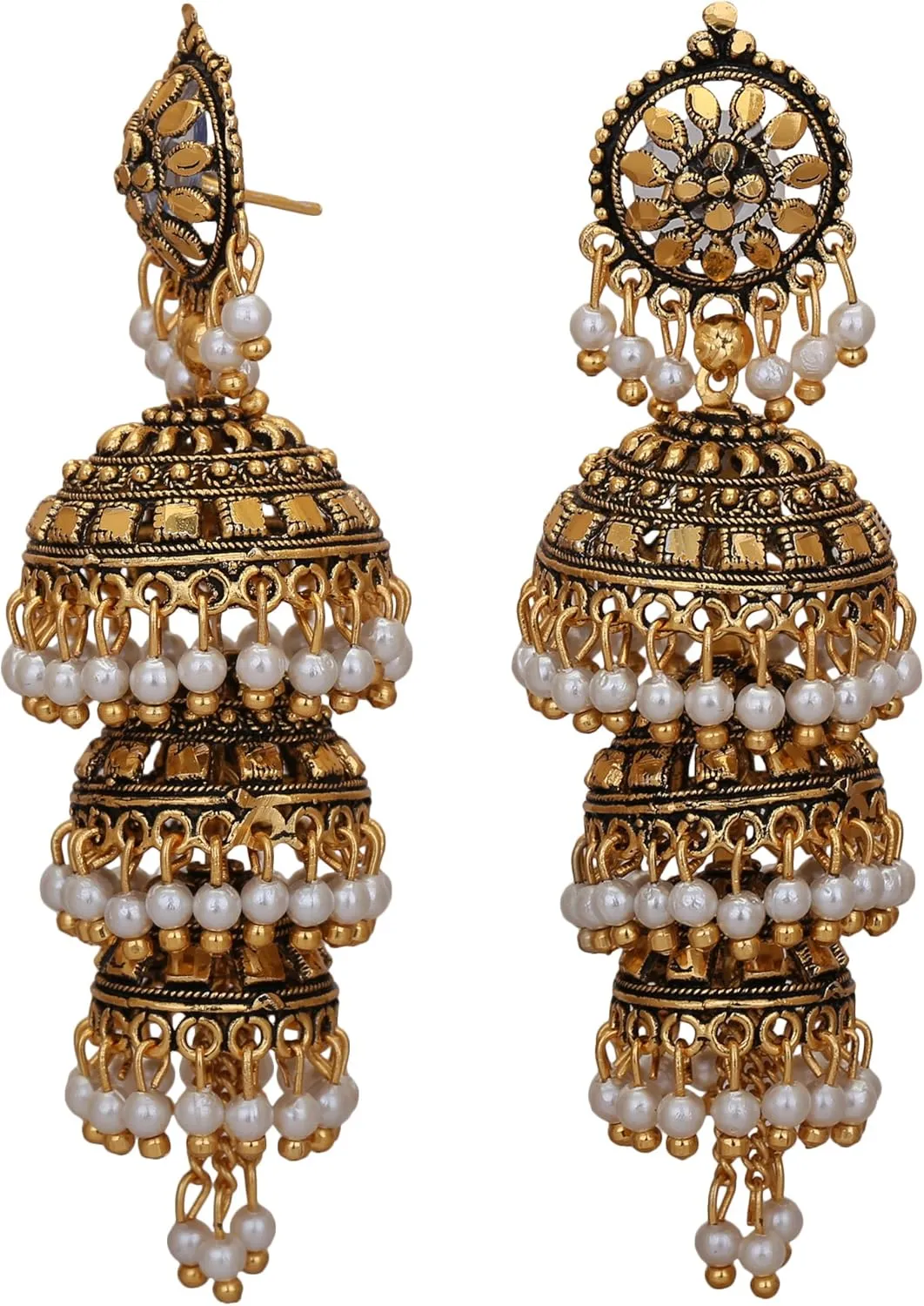 Jwellmart Bollywood Traditional Ethnic Pearl Jhumka Jhumki Indian Earrings for Women