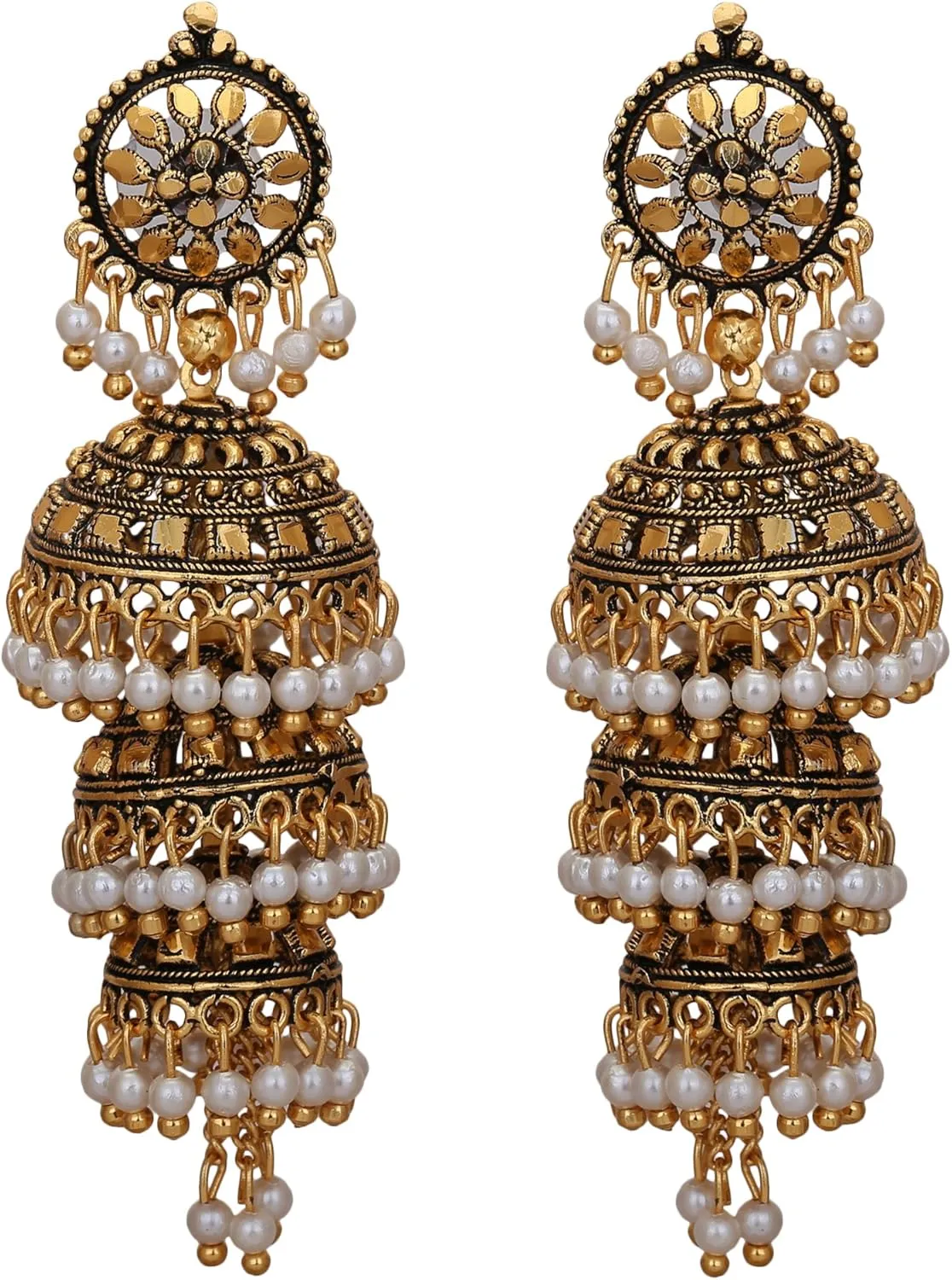 Jwellmart Bollywood Traditional Ethnic Pearl Jhumka Jhumki Indian Earrings for Women