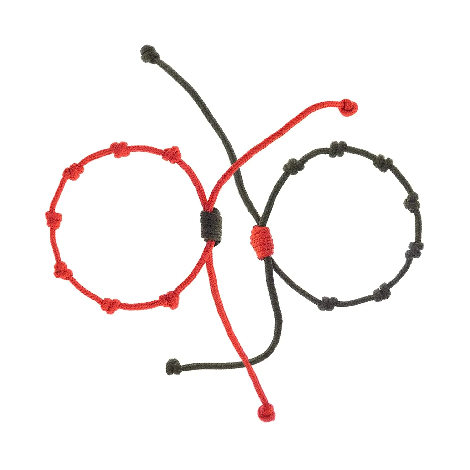 Kabbalah Red String 7 Knots Love Bracelet. Prayer Jewelry for Couples. Lucky Bracelet Adjustable. For Women, Men. Set of 2