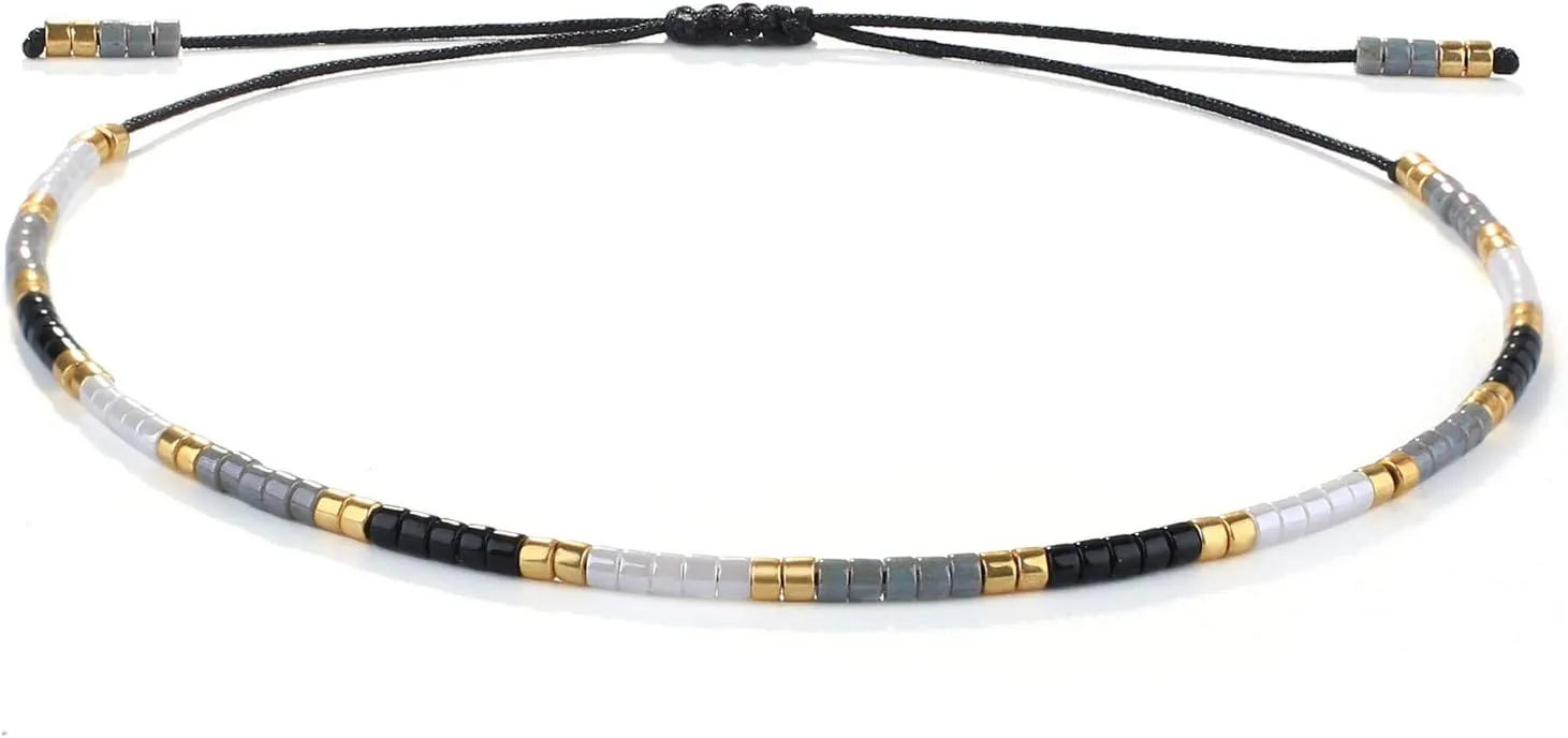 KELITCH Bohemian Crystal Bracelets Miyuki Beaded Bracelets Woven Friendship Bracelets for Women