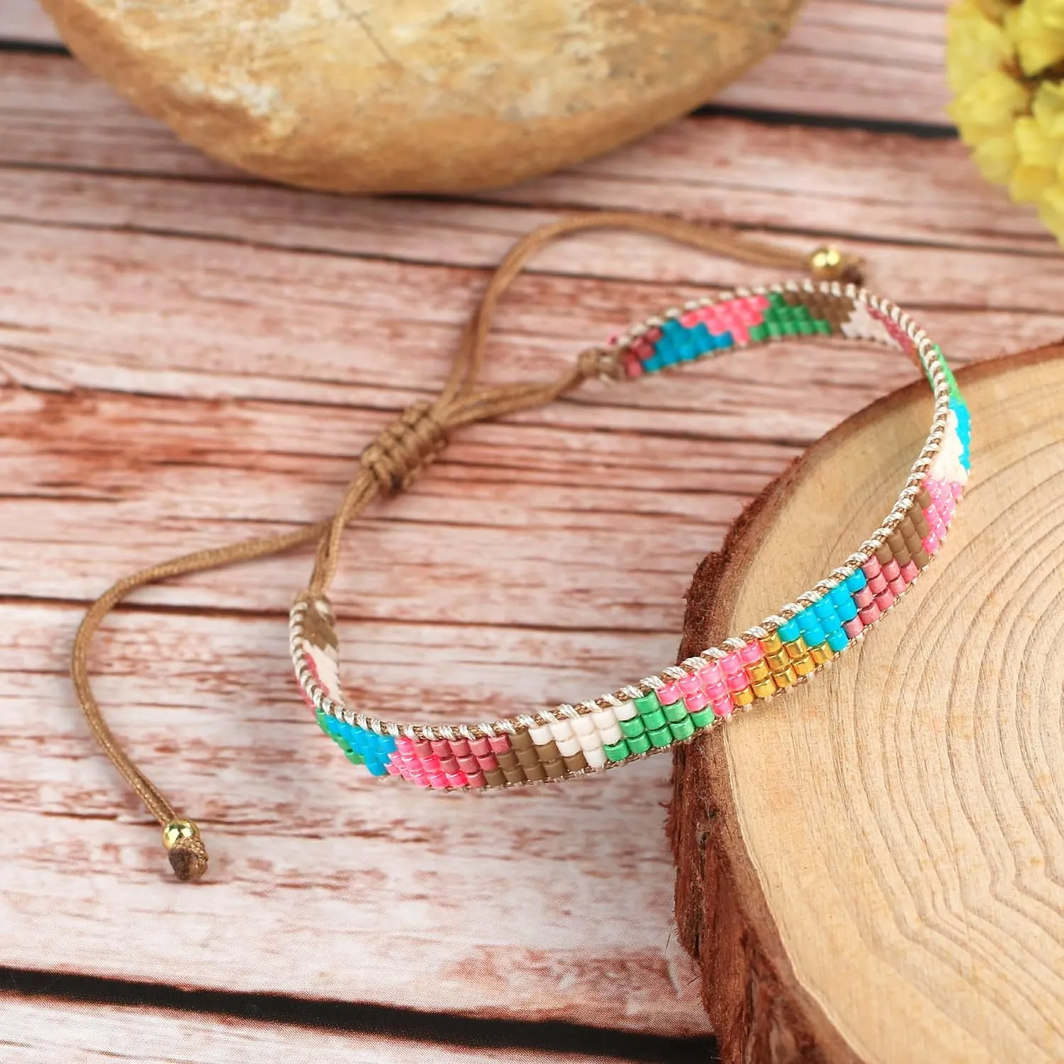 KELITCH Miyuki Seed Beaded Bracelets Bangle Handmade Friendship Braided Wrap Bracelet for Women Fashion Colorful Bracelets