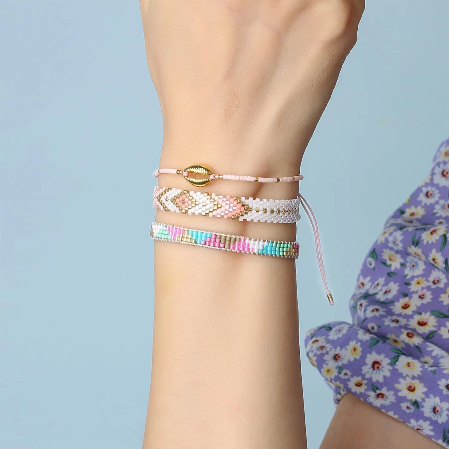 KELITCH Miyuki Seed Beaded Bracelets Bangle Handmade Friendship Braided Wrap Bracelet for Women Fashion Colorful Bracelets