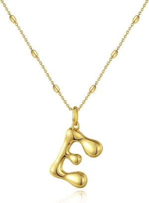 KissYan Bubble Letter Necklace,14K Gold Plated Personalized 3D Puffy Balloon Initial Pendant with Adjustable Bead Chain, Dainty Jewelry Gift for Women