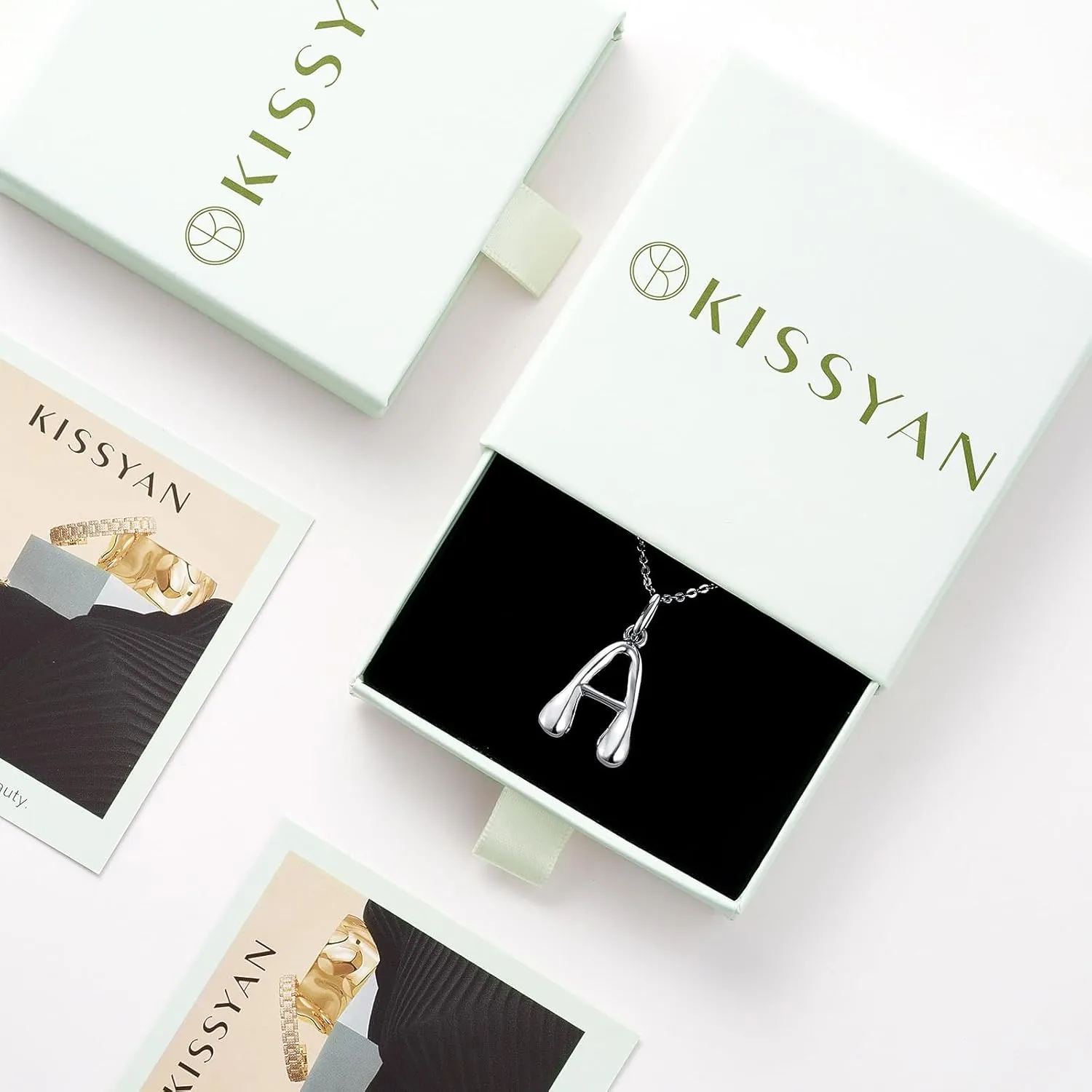 KissYan Bubble Letter Necklace,14K Gold Plated Personalized 3D Puffy Balloon Initial Pendant with Adjustable Bead Chain, Dainty Jewelry Gift for Women