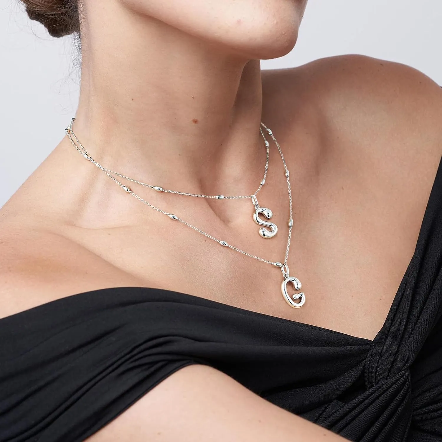KissYan Bubble Letter Necklace,14K Gold Plated Personalized 3D Puffy Balloon Initial Pendant with Adjustable Bead Chain, Dainty Jewelry Gift for Women