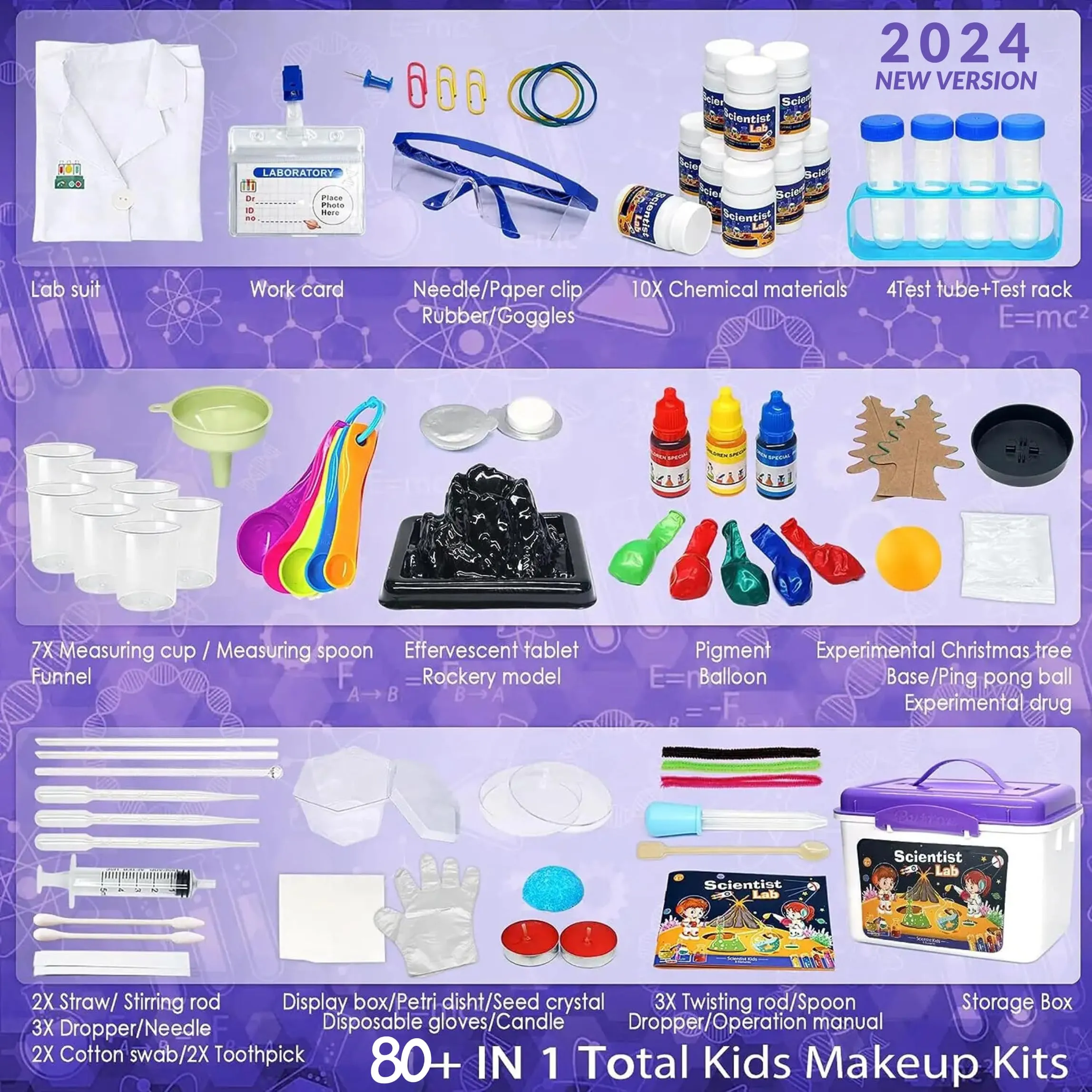 [Kit] 80  Science Experiment Kits for Kids with Lab Coat