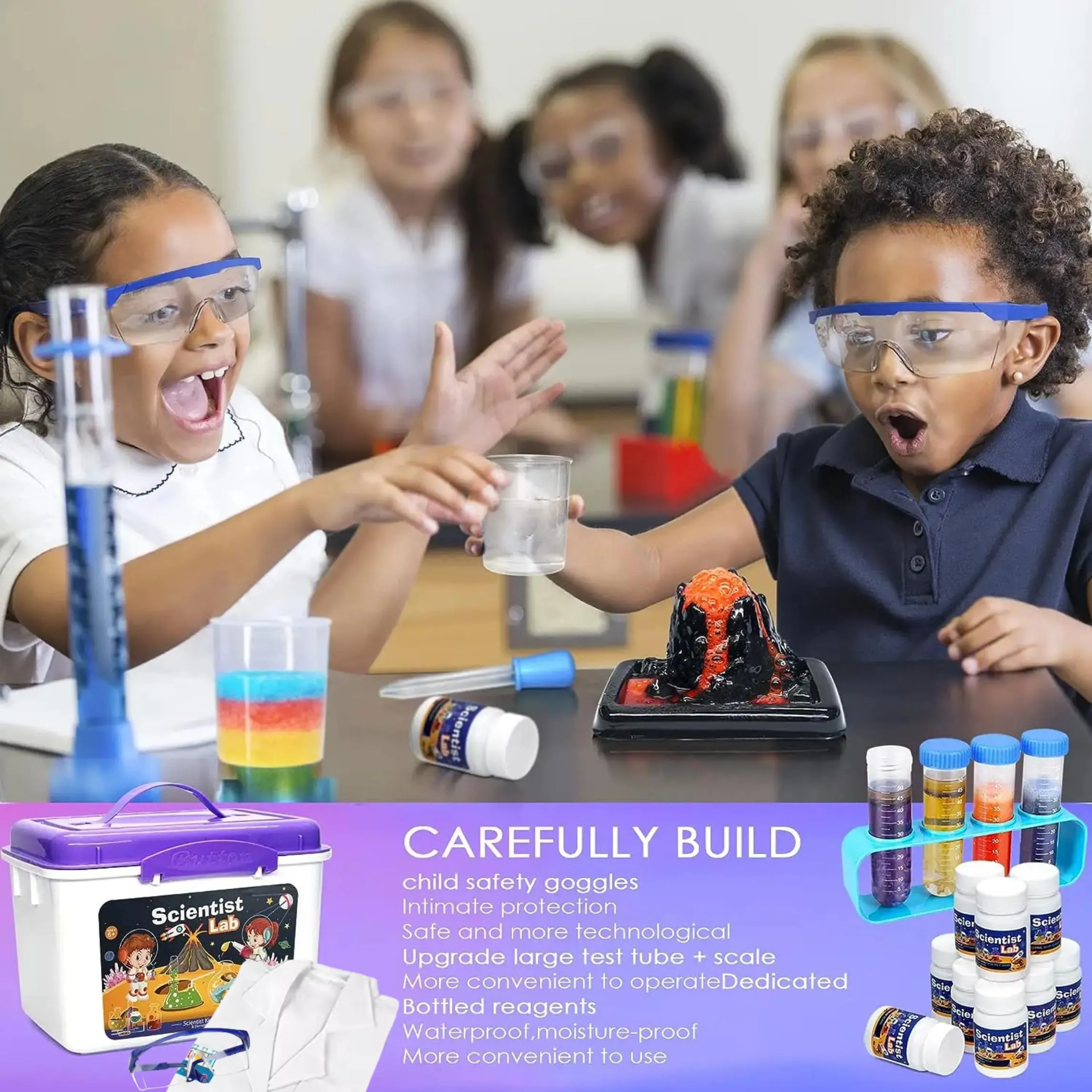 [Kit] 80  Science Experiment Kits for Kids with Lab Coat