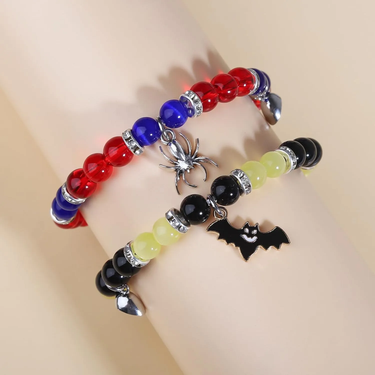 Korotho Matching Bracelets for Couples Best Friend, Spider Kitty Charm Bracelets Christmas Gifts Bff Friendship Matching Jewelry Long Distance Relationship Bracelets for Couples Family Friends Bf Gf