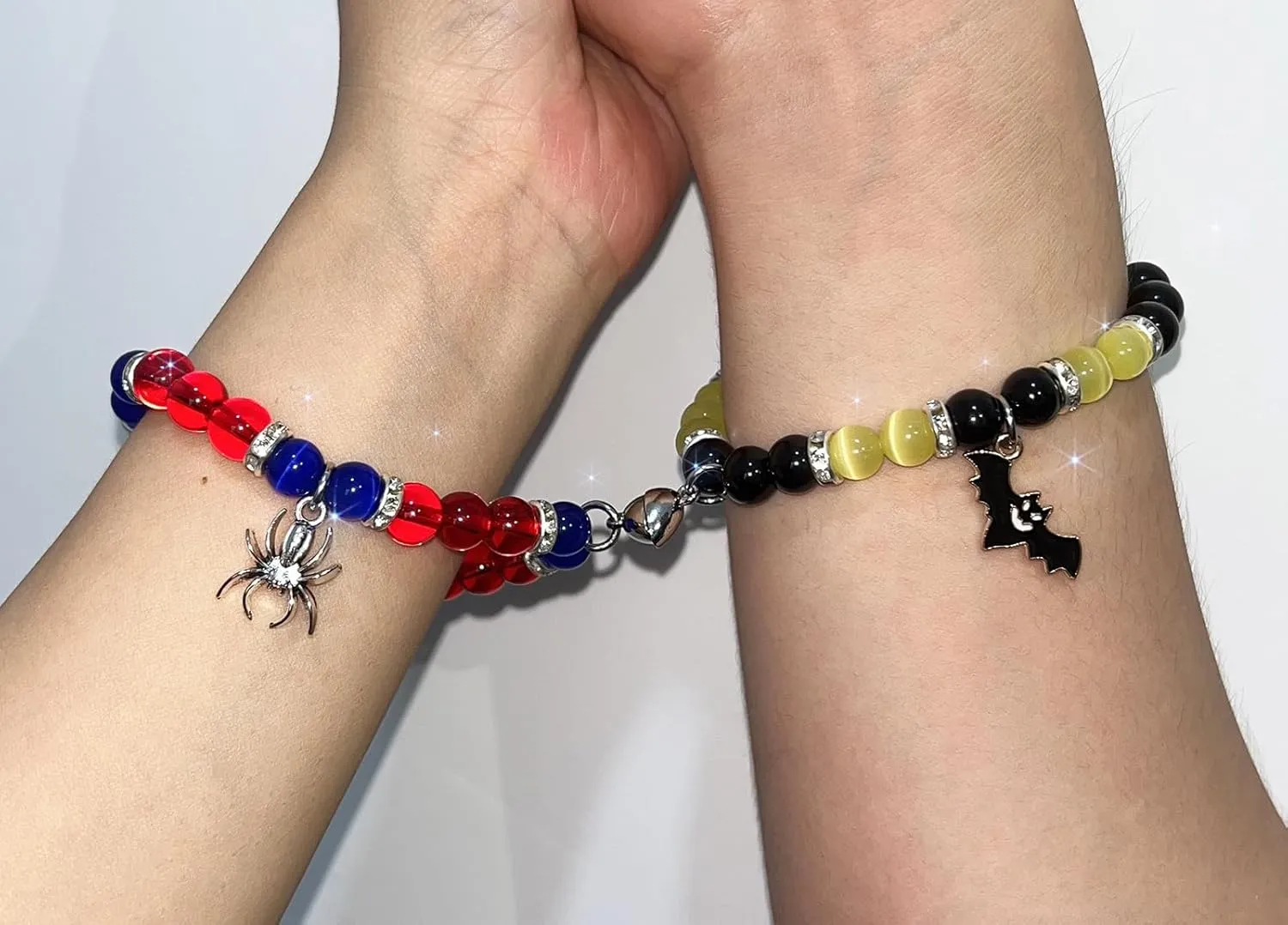 Korotho Matching Bracelets for Couples Best Friend, Spider Kitty Charm Bracelets Christmas Gifts Bff Friendship Matching Jewelry Long Distance Relationship Bracelets for Couples Family Friends Bf Gf
