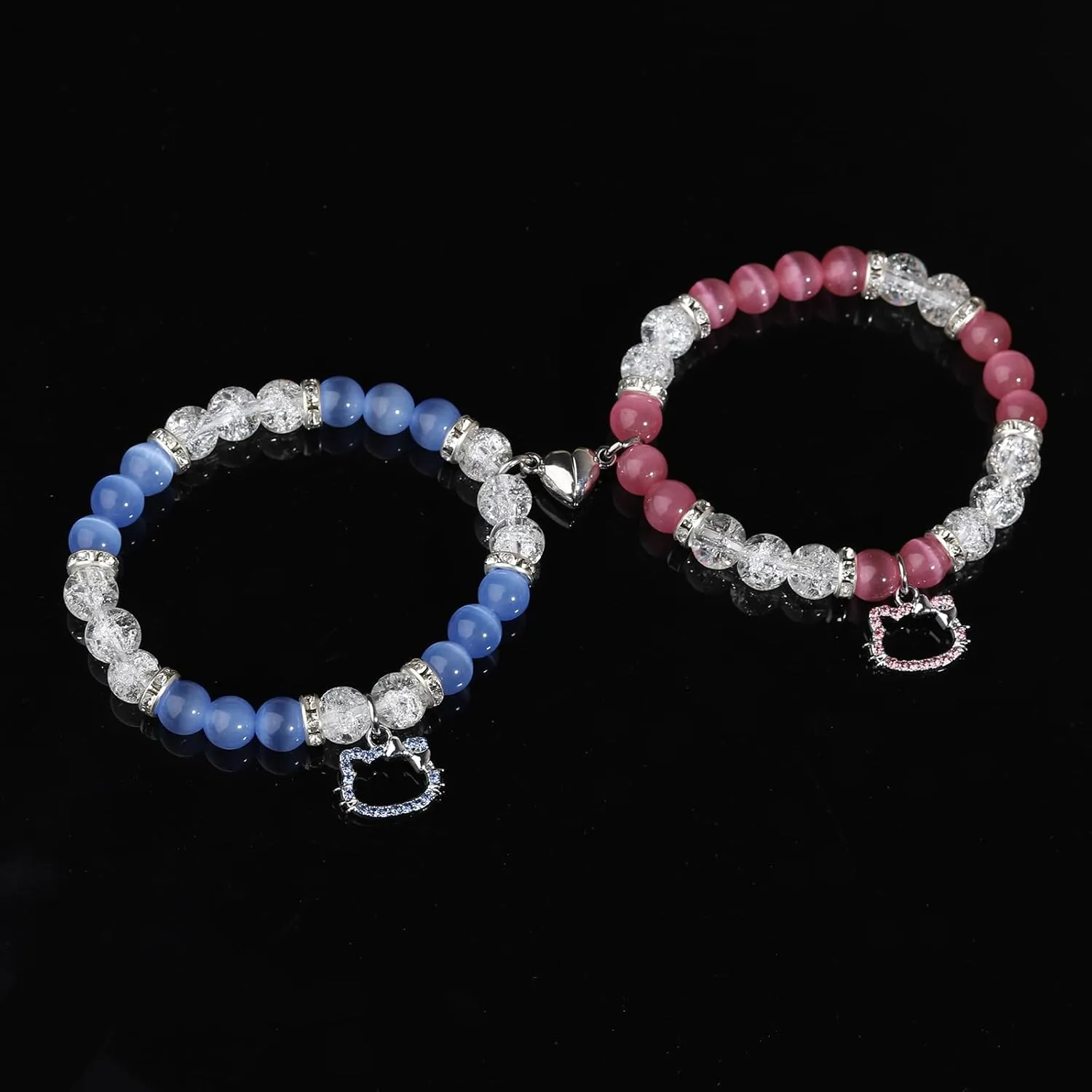 Korotho Matching Bracelets for Couples Best Friend, Spider Kitty Charm Bracelets Christmas Gifts Bff Friendship Matching Jewelry Long Distance Relationship Bracelets for Couples Family Friends Bf Gf
