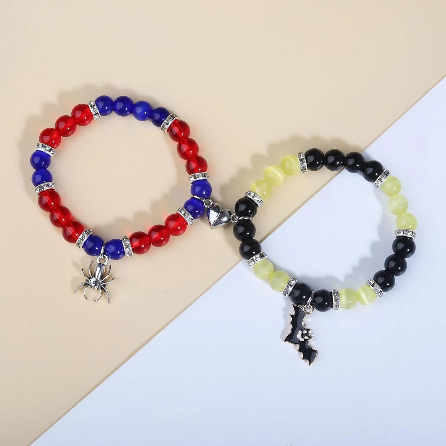 Korotho Matching Bracelets for Couples Best Friend, Spider Kitty Charm Bracelets Christmas Gifts Bff Friendship Matching Jewelry Long Distance Relationship Bracelets for Couples Family Friends Bf Gf