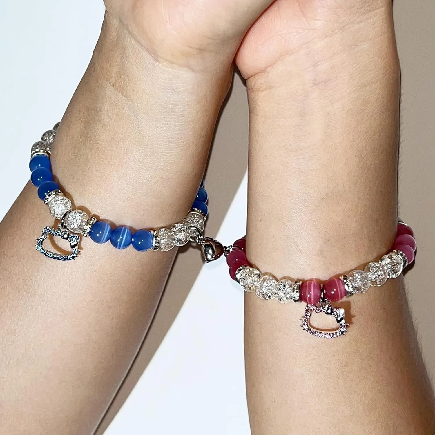 Korotho Matching Bracelets for Couples Best Friend, Spider Kitty Charm Bracelets Christmas Gifts Bff Friendship Matching Jewelry Long Distance Relationship Bracelets for Couples Family Friends Bf Gf