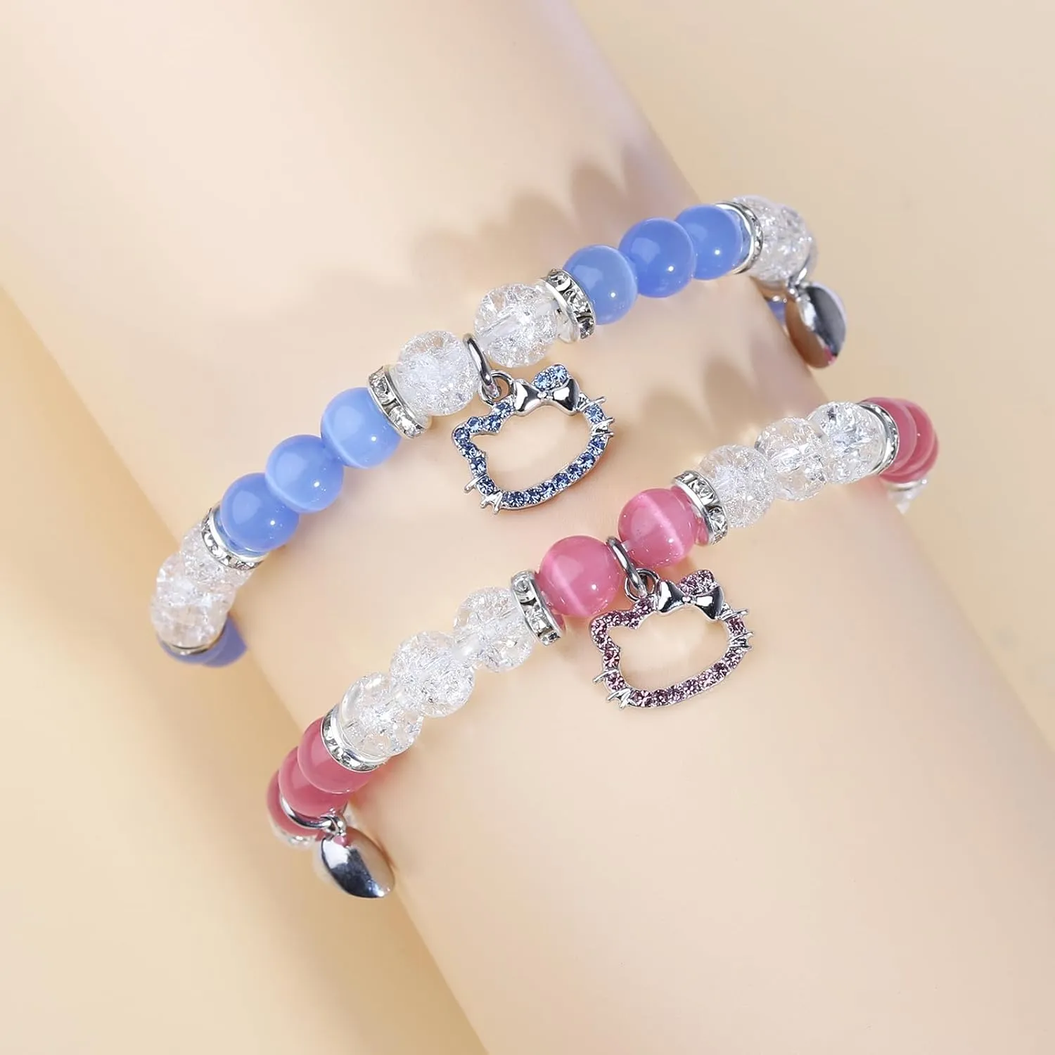 Korotho Matching Bracelets for Couples Best Friend, Spider Kitty Charm Bracelets Christmas Gifts Bff Friendship Matching Jewelry Long Distance Relationship Bracelets for Couples Family Friends Bf Gf