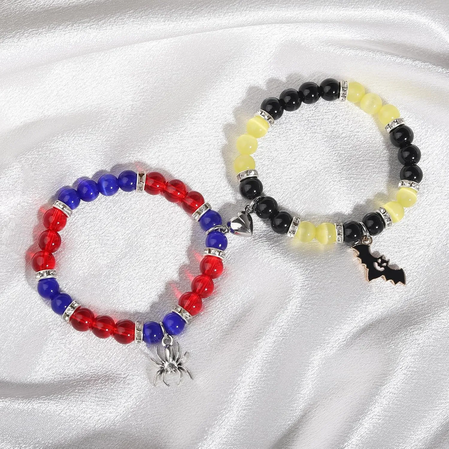 Korotho Matching Bracelets for Couples Best Friend, Spider Kitty Charm Bracelets Christmas Gifts Bff Friendship Matching Jewelry Long Distance Relationship Bracelets for Couples Family Friends Bf Gf