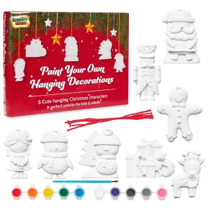 KreativeKraft Kids Paint Your Own Christmas Decorations Set -  Painting Set (Set of 8)