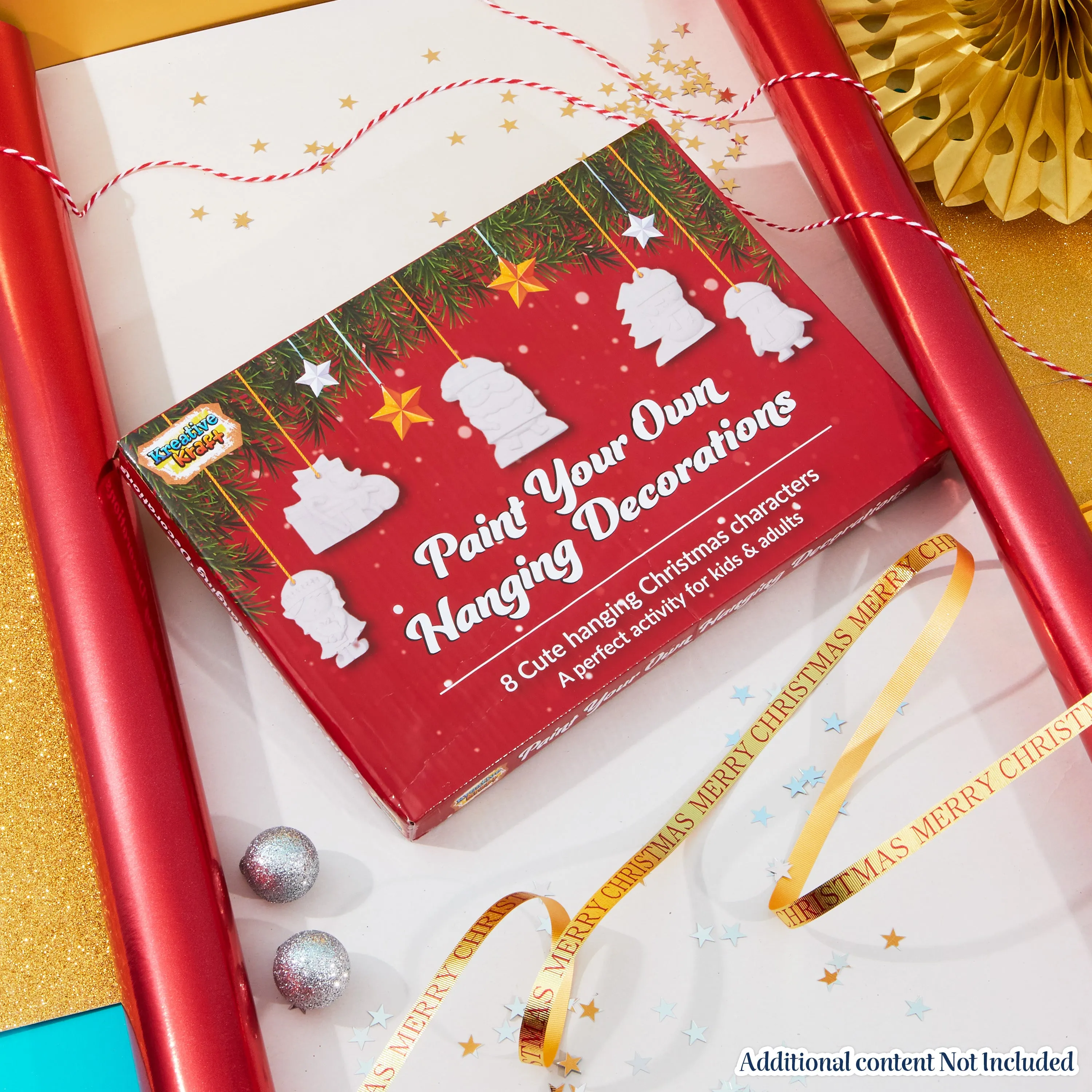 KreativeKraft Kids Paint Your Own Christmas Decorations Set -  Painting Set (Set of 8)