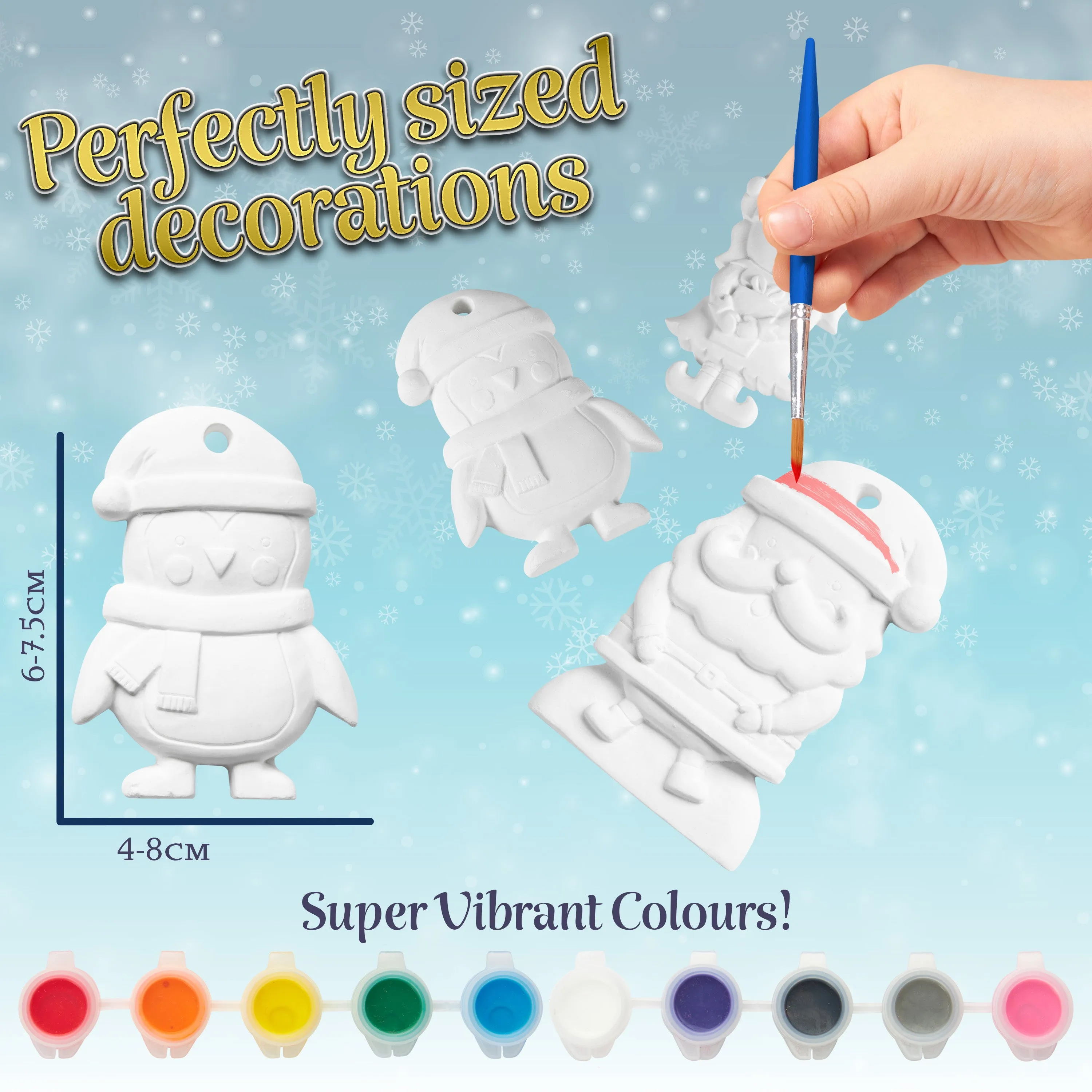 KreativeKraft Kids Paint Your Own Christmas Decorations Set -  Painting Set (Set of 8)