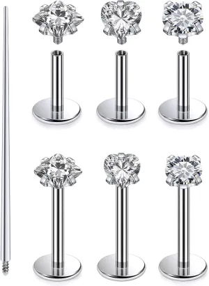 Kridzisw 20G 18G 16G F136 Titanium Flat Back Nose Rings Studs Implant Grade Screw on Nose Stud Hypoallergenic Lip Labret Piercings Tragus Cartilage Helix Earrings Piercing Jewelry for Women Men