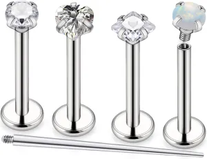 Kridzisw 20G 18G 16G Titanium Nose Rings Studs Internally Threaded Hypoallergenic Implant Grade Surgical Steel Nose Studs Flat Back Cartilage Tragus Helix Earrings Piercing Jewelry for Sensitive Skin