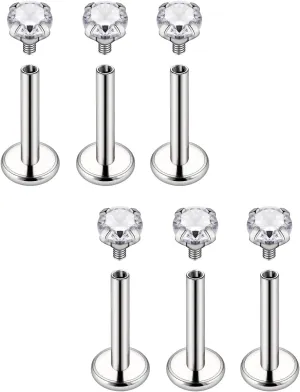 Kridzisw 20G 18G Titanium Nose Rings Studs Internally Threaded Hypoallergenic Implant Grade Surgical Steel Nose Studs Flat Back Cartilage Tragus Helix Earrings Piercing Jewelry for Sensitive Skin