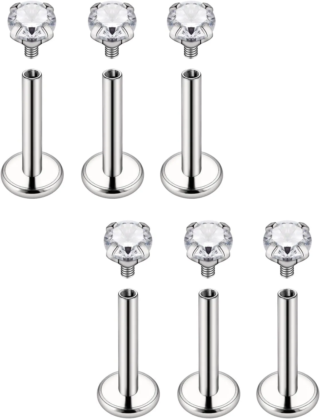 Kridzisw 20G 18G Titanium Nose Rings Studs Internally Threaded Hypoallergenic Implant Grade Surgical Steel Nose Studs Flat Back Cartilage Tragus Helix Earrings Piercing Jewelry for Sensitive Skin