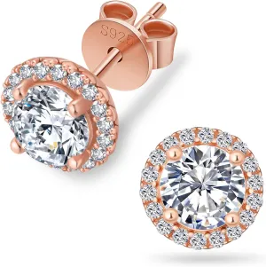 KRKC Moissanite Stud Earrings for Women, 0.5ct-2ct Lab Created Diamond Earring with 14K White Gold Plated S925 Sterling Silver Gift for Girlfriend, Wife