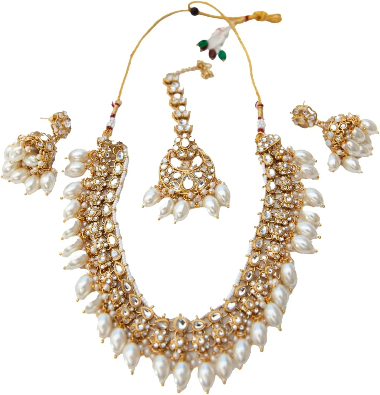 Kundan Necklace Earrings Set Ethnic Wedding Party Jewelry