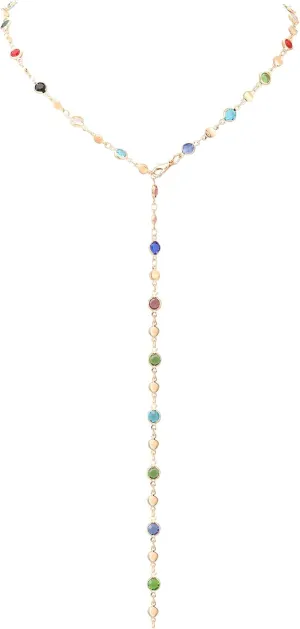 KURTCB Rhinestone Necklace for Women Boho Long Y Lariat Necklace Colorful Summer Beach Jewelry