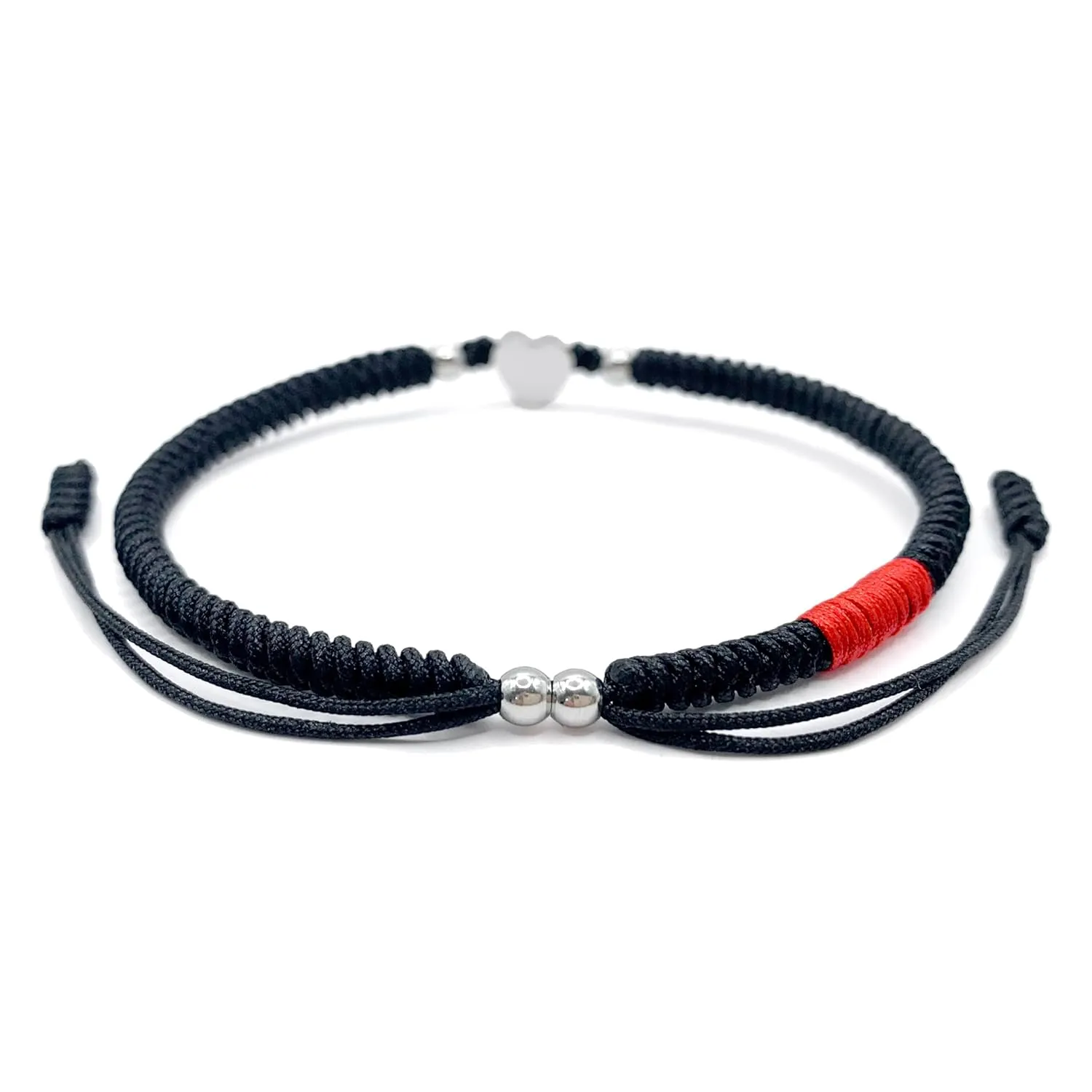 LAMIBEE Initial Letter Bracelet, Protection and Lucky String Bracelet, Black Red Bracelet with Inspirational Card, Heart Link Bracelet for Men, Women, Friendship (Letter M)