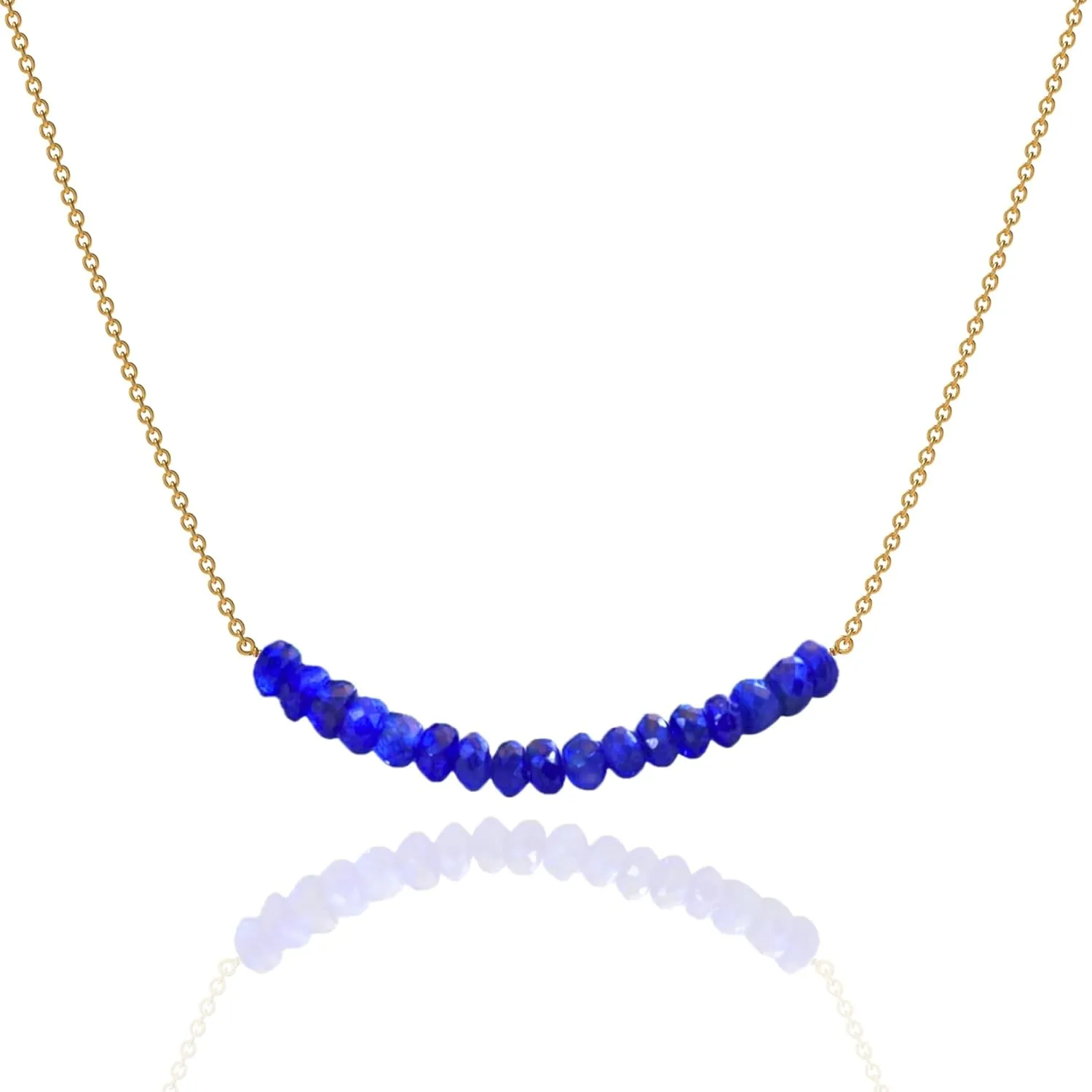 Lapis Lazuli Necklace for Women, Premium Gold Beaded Bar Necklaces - Tarnish Free 18K Gold Plated Certified S925 Classic Statement Necklace Gold Jewelry for Women - Mothers Day Gifts for Mom Wife