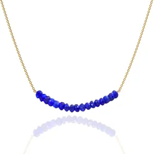 Lapis Lazuli Necklace for Women, Premium Gold Beaded Bar Necklaces - Tarnish Free 18K Gold Plated Certified S925 Classic Statement Necklace Gold Jewelry for Women - Mothers Day Gifts for Mom Wife