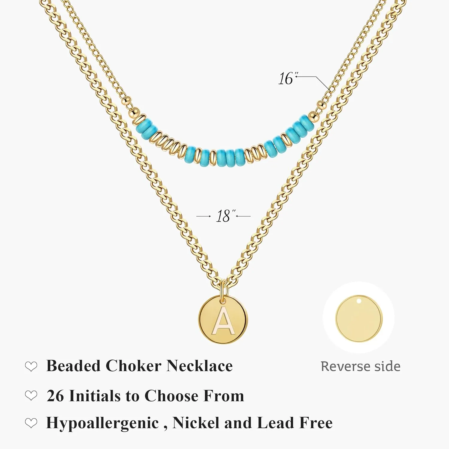 Layered Necklaces for Women Girls Gold Initial Necklace Handmade Beaded Necklace with I Love You Gifts for Girlfriend Daughter Mom Letter E Necklace Initial Pendant