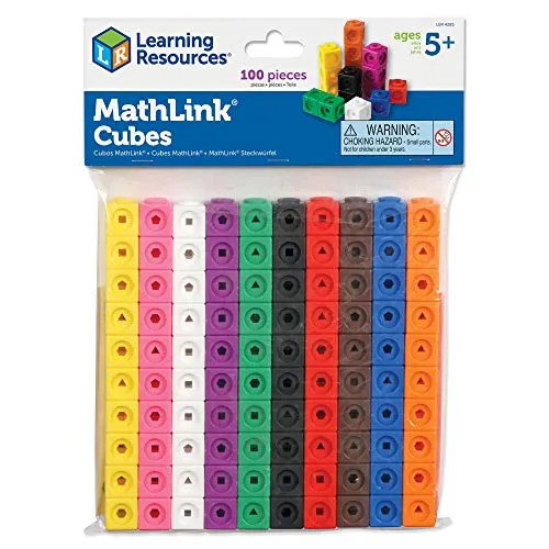 Learning Resources MathLink Cubes, Homeschool, Educational Counting Toy, Math Cubes, Linking Cubes, Early Math Skills, Math Manipulatives, Set of 100 Cubes, Ages 5 