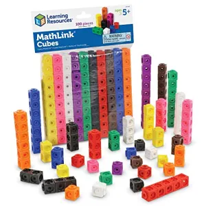 Learning Resources MathLink Cubes, Homeschool, Educational Counting Toy, Math Cubes, Linking Cubes, Early Math Skills, Math Manipulatives, Set of 100 Cubes, Ages 5 