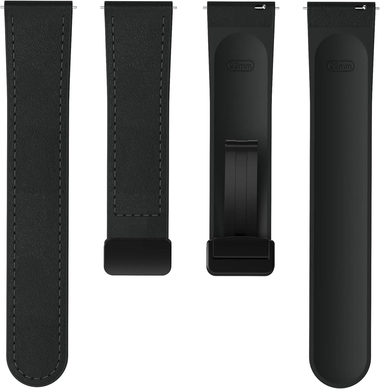 Leather Silicone Watch Band 22mm 20mm Quick Release Leather and Soft Silicone Hybrid Magnetic Watch Bands Replacement Strap for Men Women