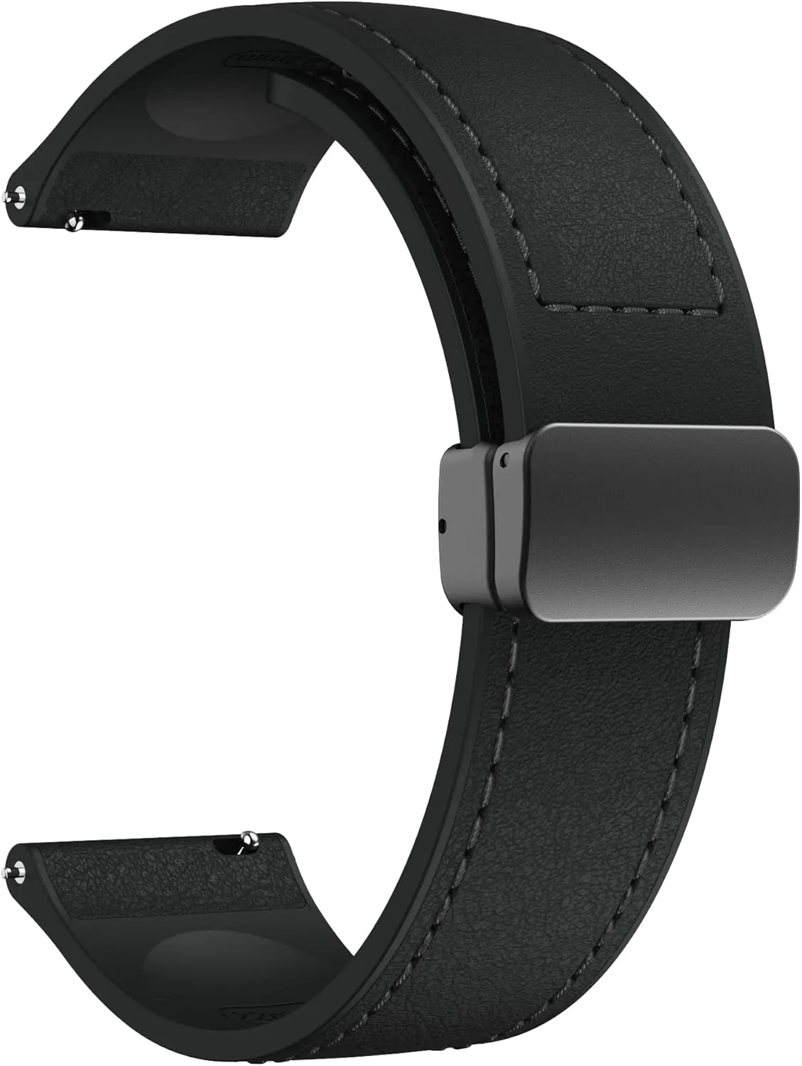 Leather Silicone Watch Band 22mm 20mm Quick Release Leather and Soft Silicone Hybrid Magnetic Watch Bands Replacement Strap for Men Women