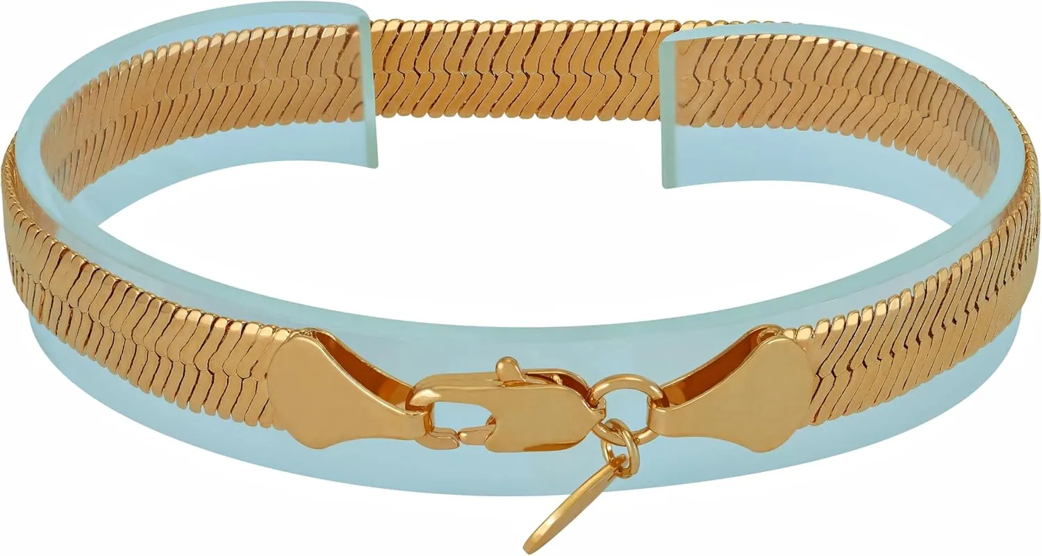 LIFETIME JEWELRY Luxury 24k Real Gold Plated Bracelet Flexible Herringbone Bracelet Women Bracelet or Mens Bracelet