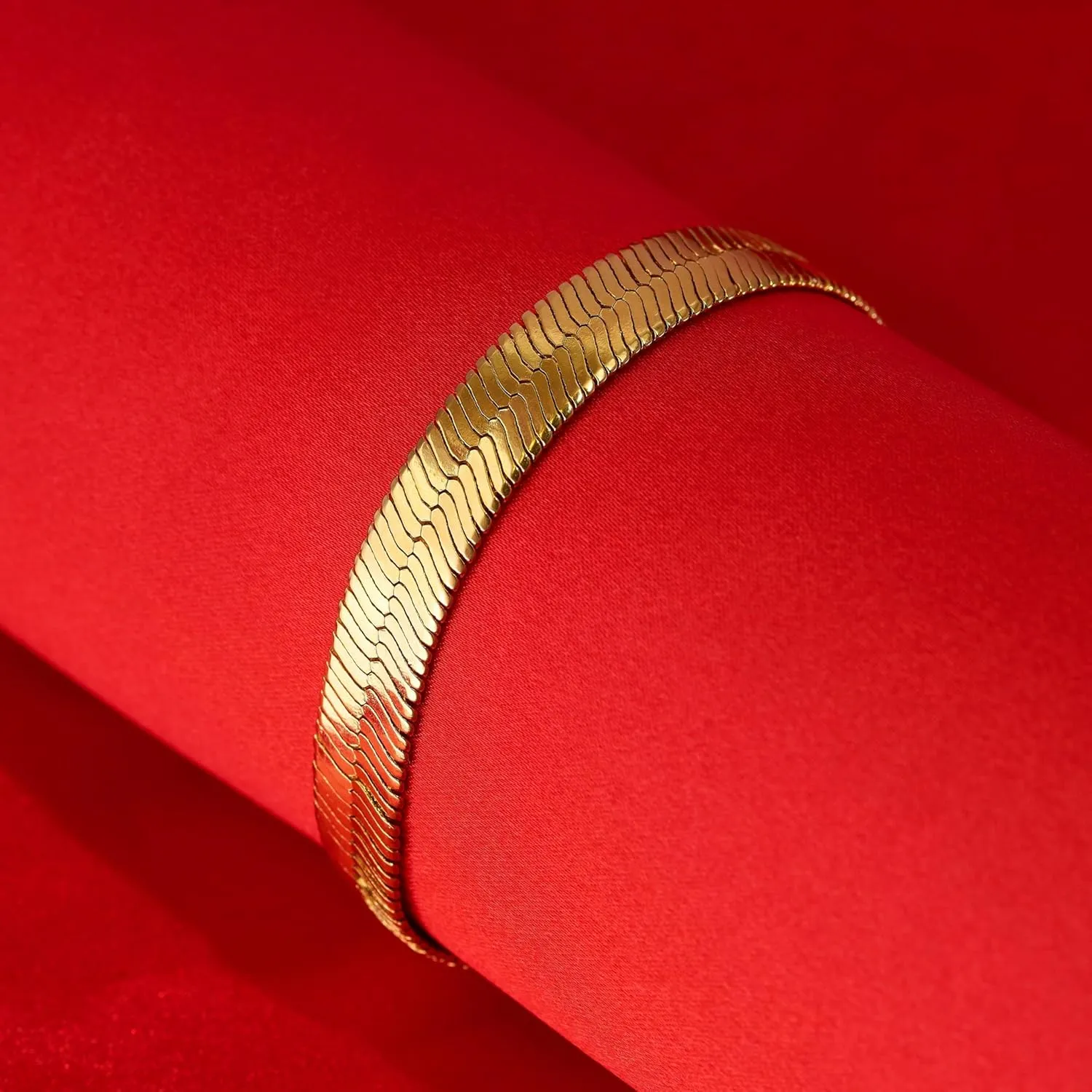 LIFETIME JEWELRY Luxury 24k Real Gold Plated Bracelet Flexible Herringbone Bracelet Women Bracelet or Mens Bracelet