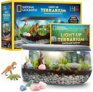 Light up Terrarium Kit for Kids - Build a Dinosaur Habitat with Real Plants & Gemstones, Science Kit, Dinosaur Toys for Kids (Amazon Exclusive)