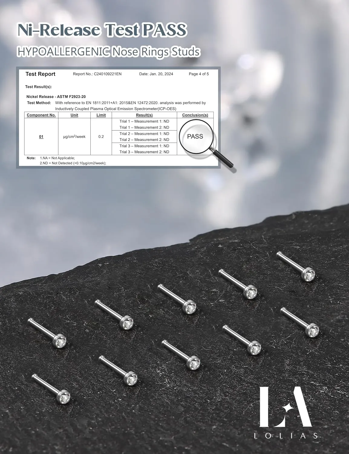 LOLIAS - Nose Rings Studs for Women Men - Straight or L Shaped Surgical Stainless Steel Small Nose Studs Pin - Hypoallergenic 20G 22G Tiny Nose Piercing Jewelry 1.5/2/2.5/3 mm CZ
