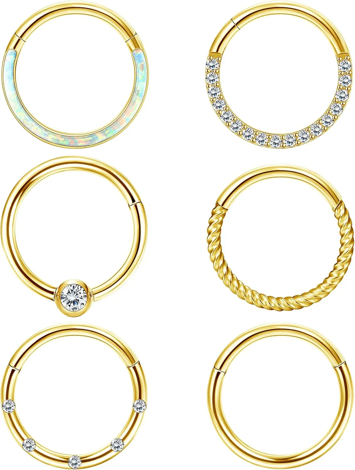 LOLIAS Septum Rings 16G 18G Surgical Steel Nose Rings Hoops for Women Seamless Clicker Hinged Segment Hoop Lip Nose Rings Conch Lip Helix Cartilage Earring Septum Jewelry Lip Nose Daith Hlix Piercing Jewelry 8MM 10MM 12MM