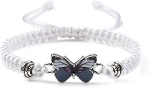 Long tiantian Blue Friendship Bracelets for Women Blue Butterfly Bracelet Adjustable String Butterfly Gifts Cute Hand Woven Colorful Butterfly Bracelets for Women Jewelry Gifts