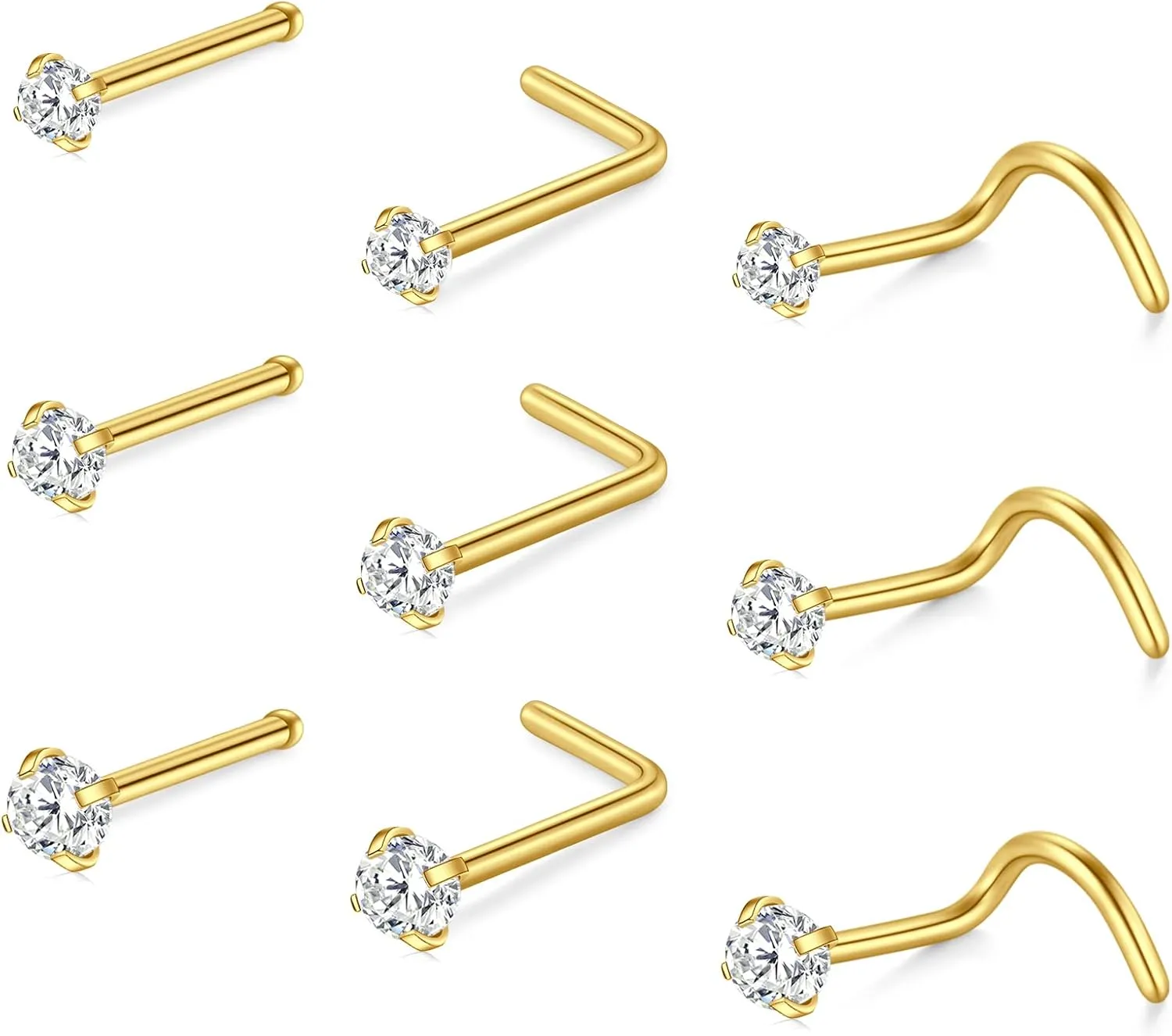 Longita Nose Studs 18g 20g 22g - Silver & Gold Nose Rings & Screws