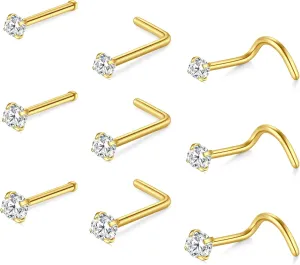 Longita Nose Studs 18g 20g 22g - Silver & Gold Nose Rings & Screws
