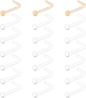 Longita Plastic Nose Studs and Rings - Clear, 18g & 20g, Invisible, Skin Color