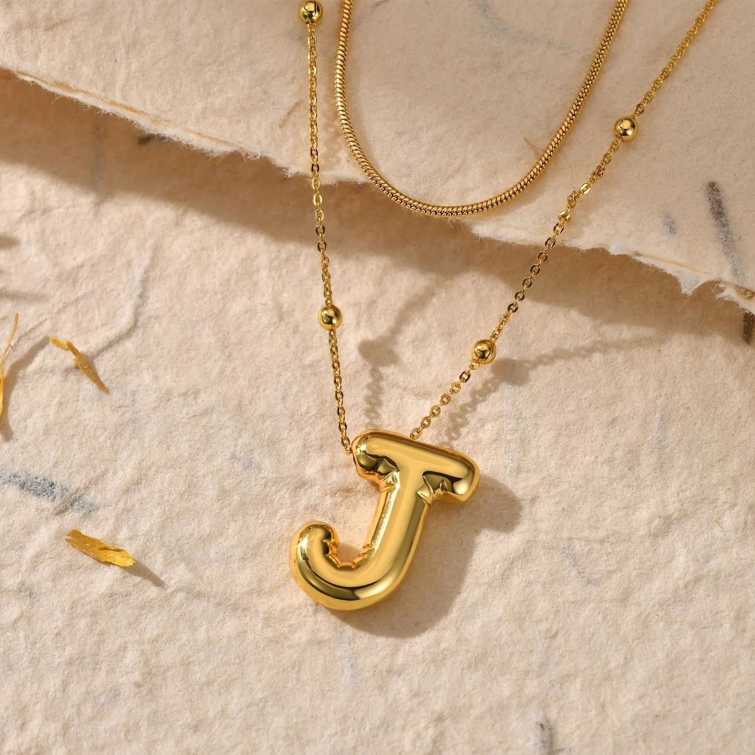LUCA SMITH Initial Necklaces for Women, Dainty Balloon Bubble Letter, Name Letter Alphabet Pendant Layered Choker Chain Jewelry Gift