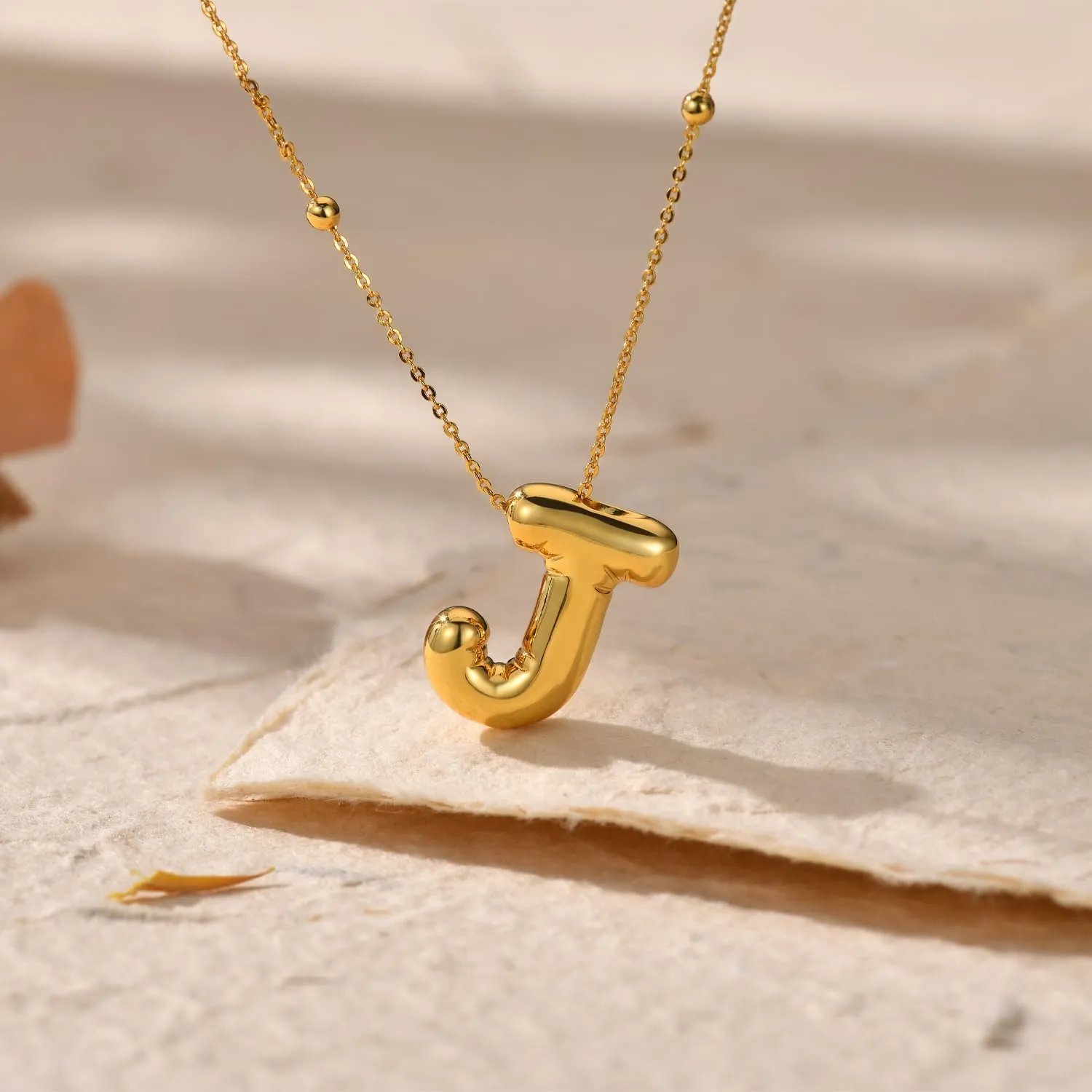 LUCA SMITH Initial Necklaces for Women, Dainty Balloon Bubble Letter, Name Letter Alphabet Pendant Layered Choker Chain Jewelry Gift