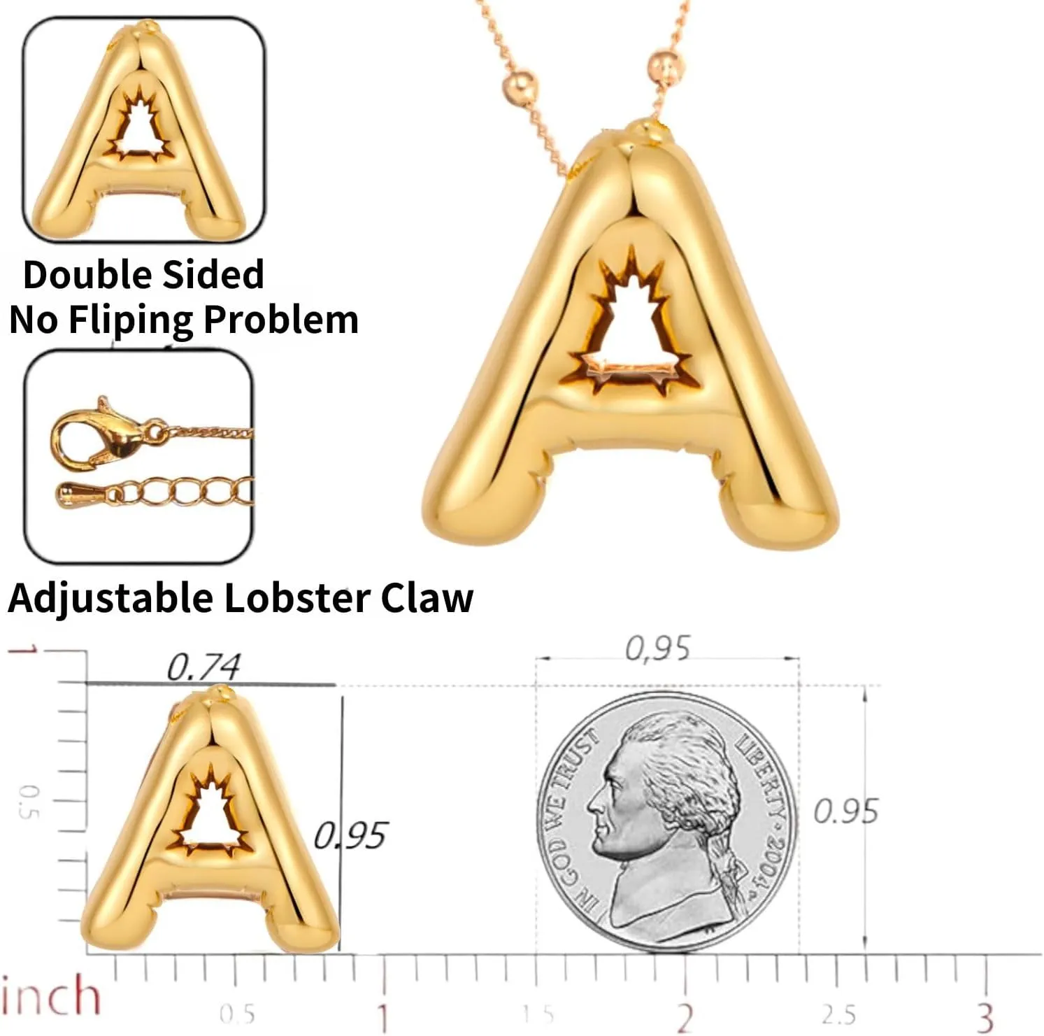 LUCA SMITH Initial Necklaces for Women, Dainty Balloon Bubble Letter, Name Letter Alphabet Pendant Layered Choker Chain Jewelry Gift