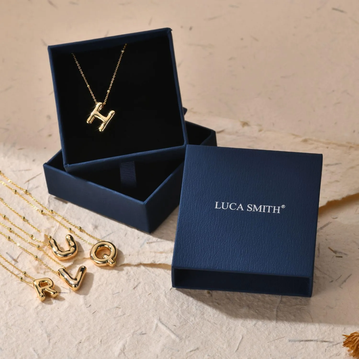 LUCA SMITH Initial Necklaces for Women, Dainty Balloon Bubble Letter, Name Letter Alphabet Pendant Layered Choker Chain Jewelry Gift